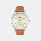 Classics Men Quartz Beige Dial Analog Leather Watch TWTG12100