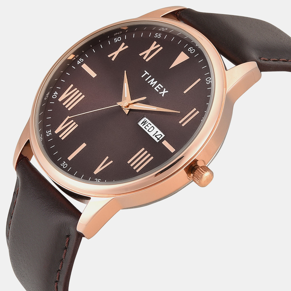 Trendline Men Quartz Brown Dial Analog Leather Watch TWTG12114