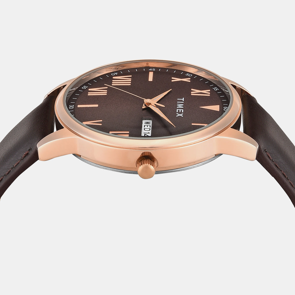 Trendline Men Quartz Brown Dial Analog Leather Watch TWTG12114