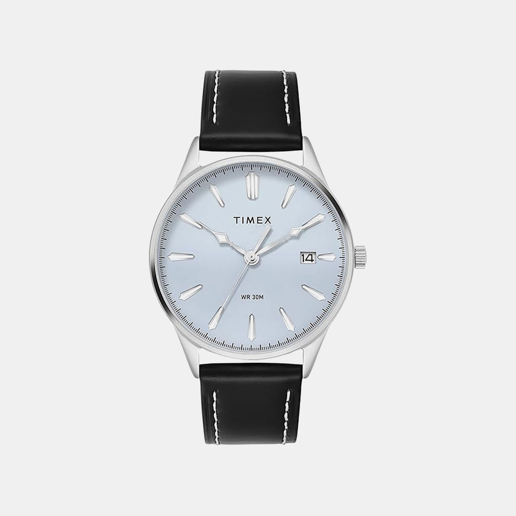 Fashion Men Quartz Blue Dial Analog Leather Watch TWTG12600