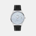Fashion Men Quartz Blue Dial Analog Leather Watch TWTG12600