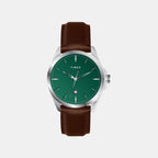 Fashion Men Quartz Green Dial Analog Leather Watch TWTG12700