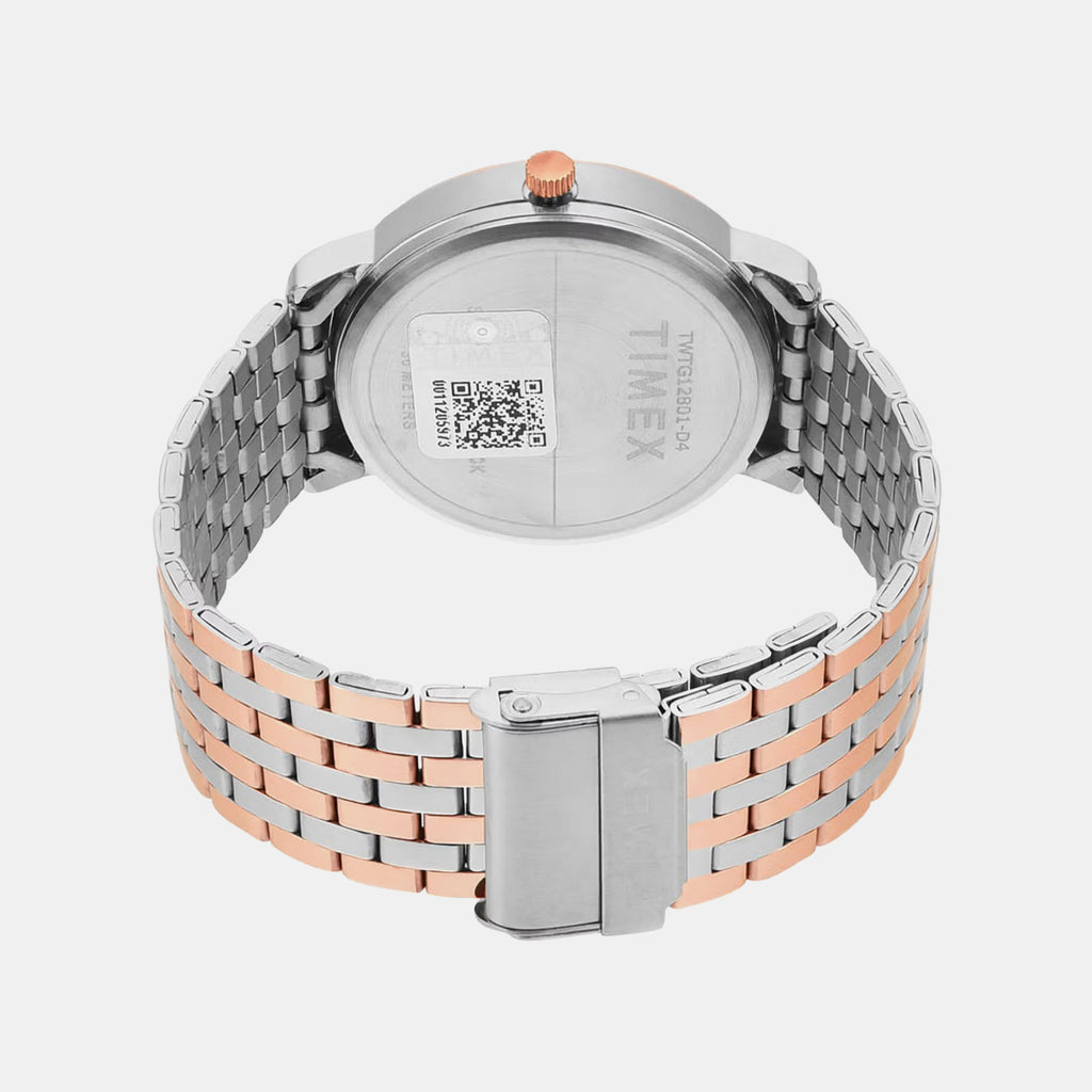 Fashion Men Quartz White Dial Analog Stainless Steel Watch TWTG12801