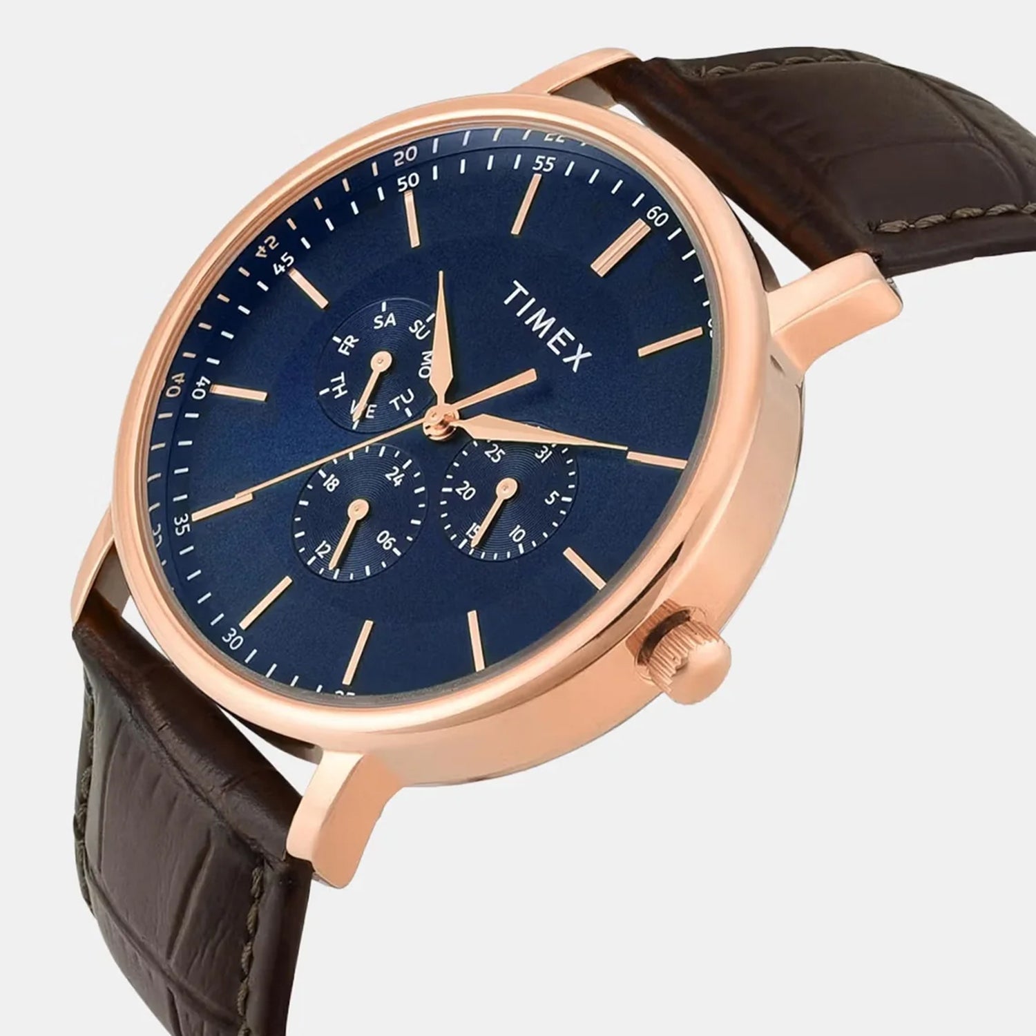 Trendline Men Quartz Blue Dial Multi-Function Leather Watch TWTG12804