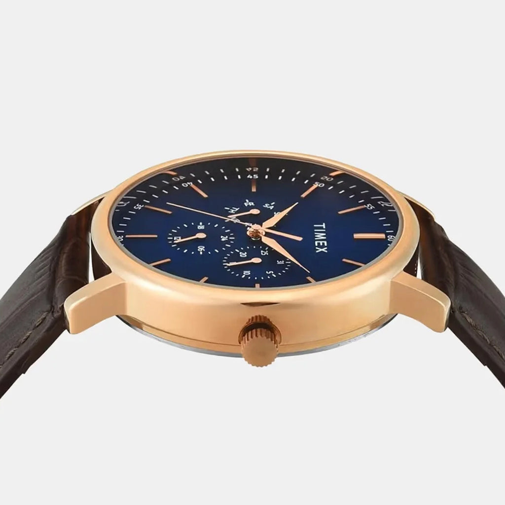 Trendline Men Quartz Blue Dial Multi-Function Leather Watch TWTG12804