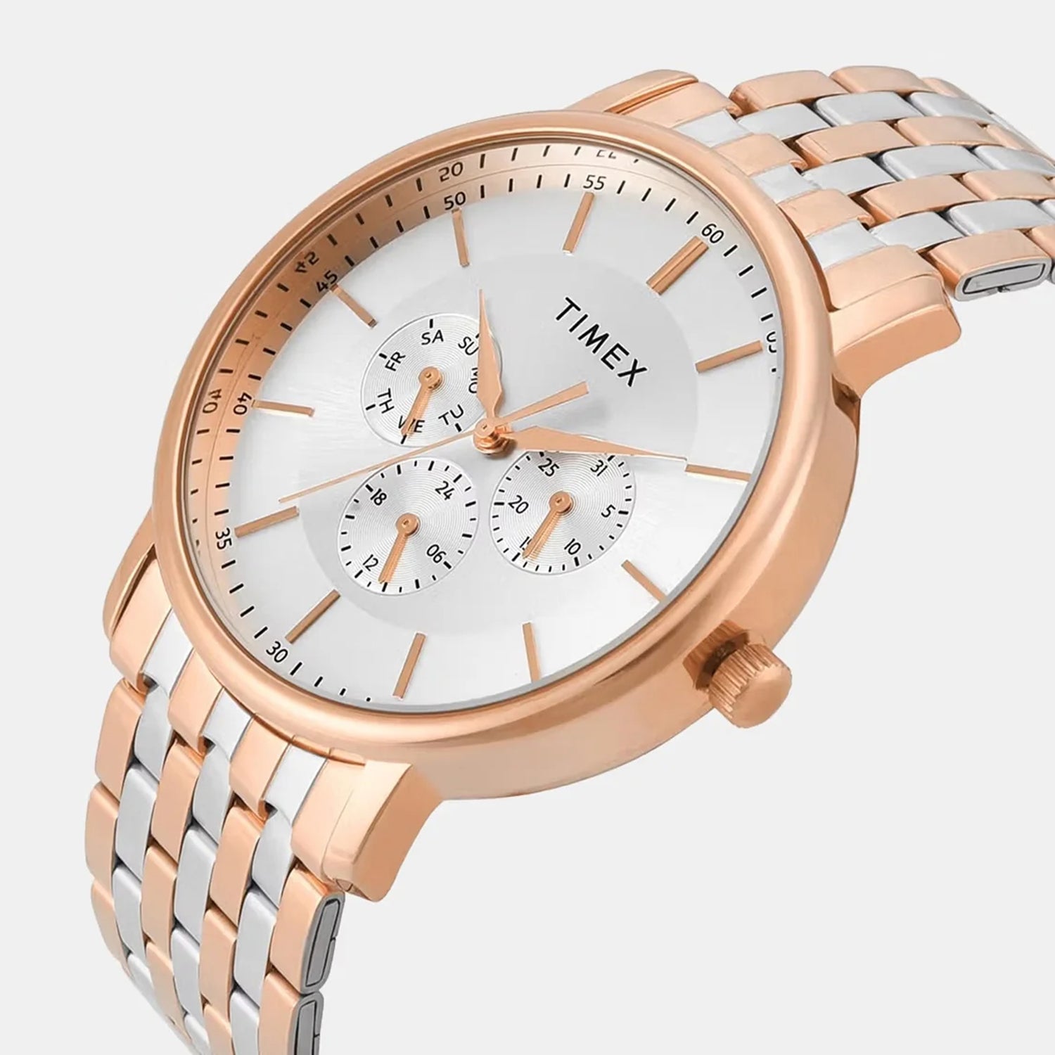 Trendline Men Quartz Silver Dial Multi-Function Stainless Steel Watch TWTG12805