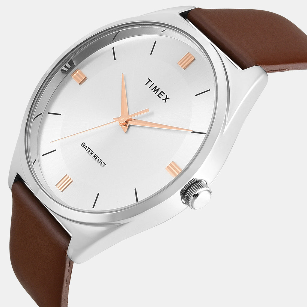 Trendline Men Quartz Silver Dial Analog Leather Watch TWTG14601T