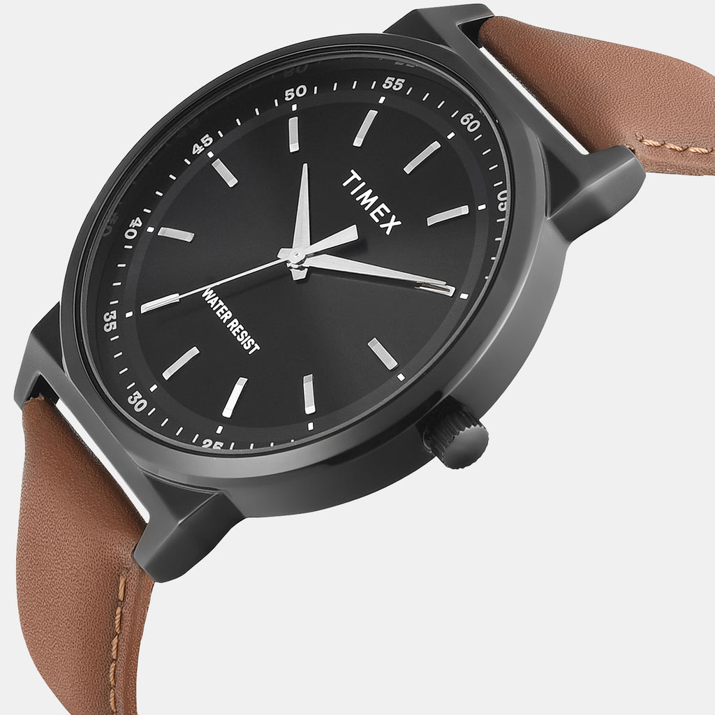 Trendline Men Quartz Black Dial Analog Leather Watch TWTG14700T