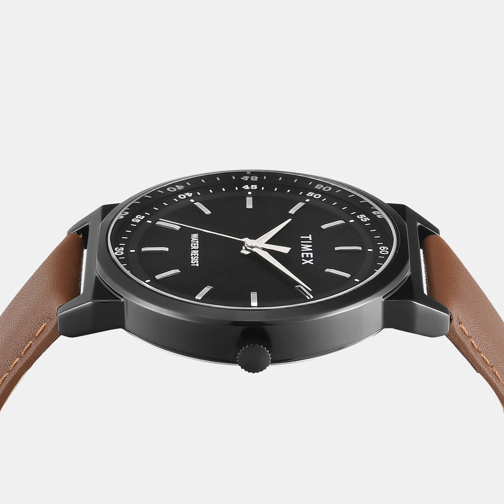 Trendline Men Quartz Black Dial Analog Leather Watch TWTG14700T