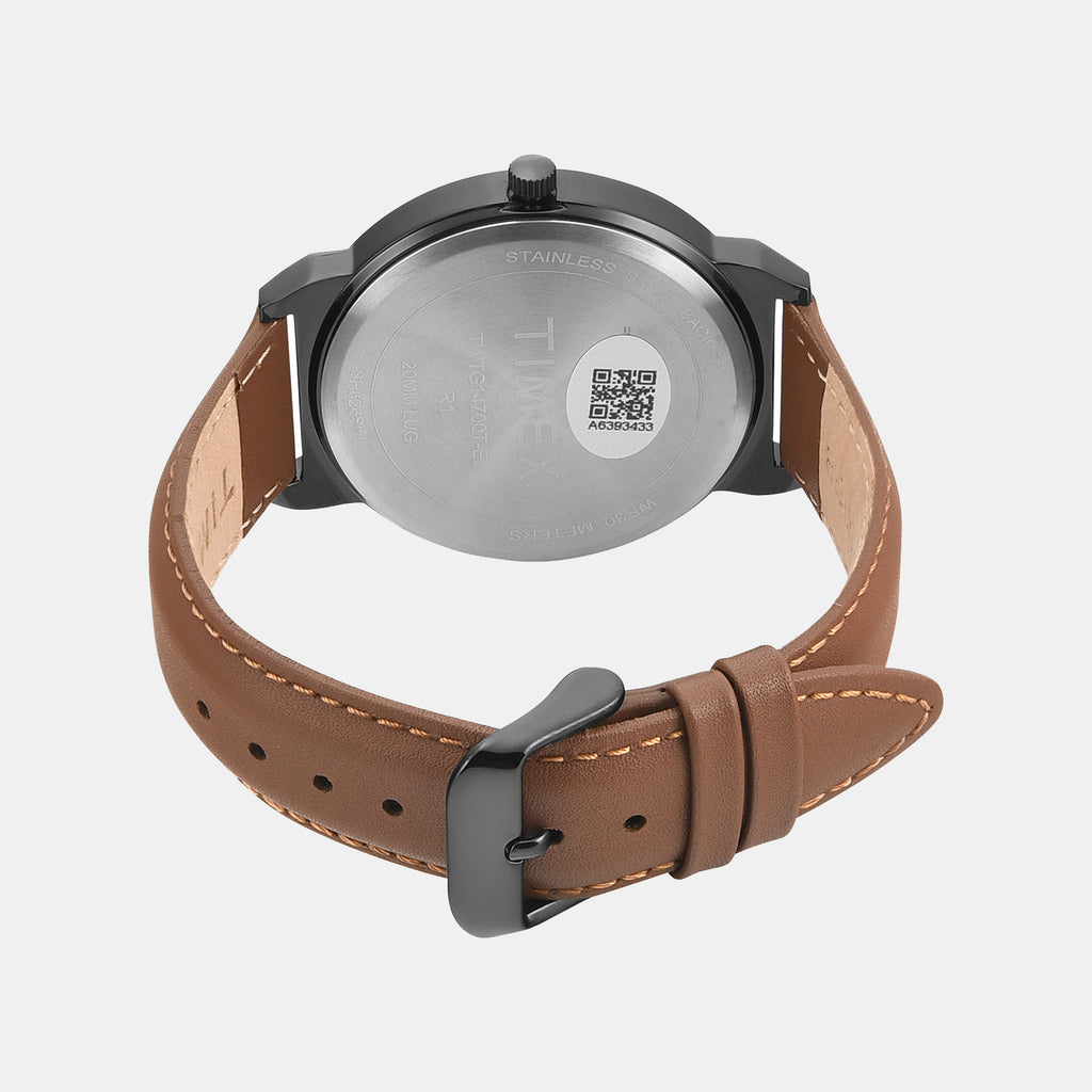 Trendline Men Quartz Black Dial Analog Leather Watch TWTG14700T