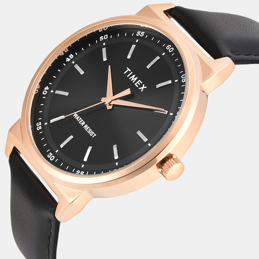 Trendline Men Quartz Black Dial Analog Leather Watch TWTG14702T