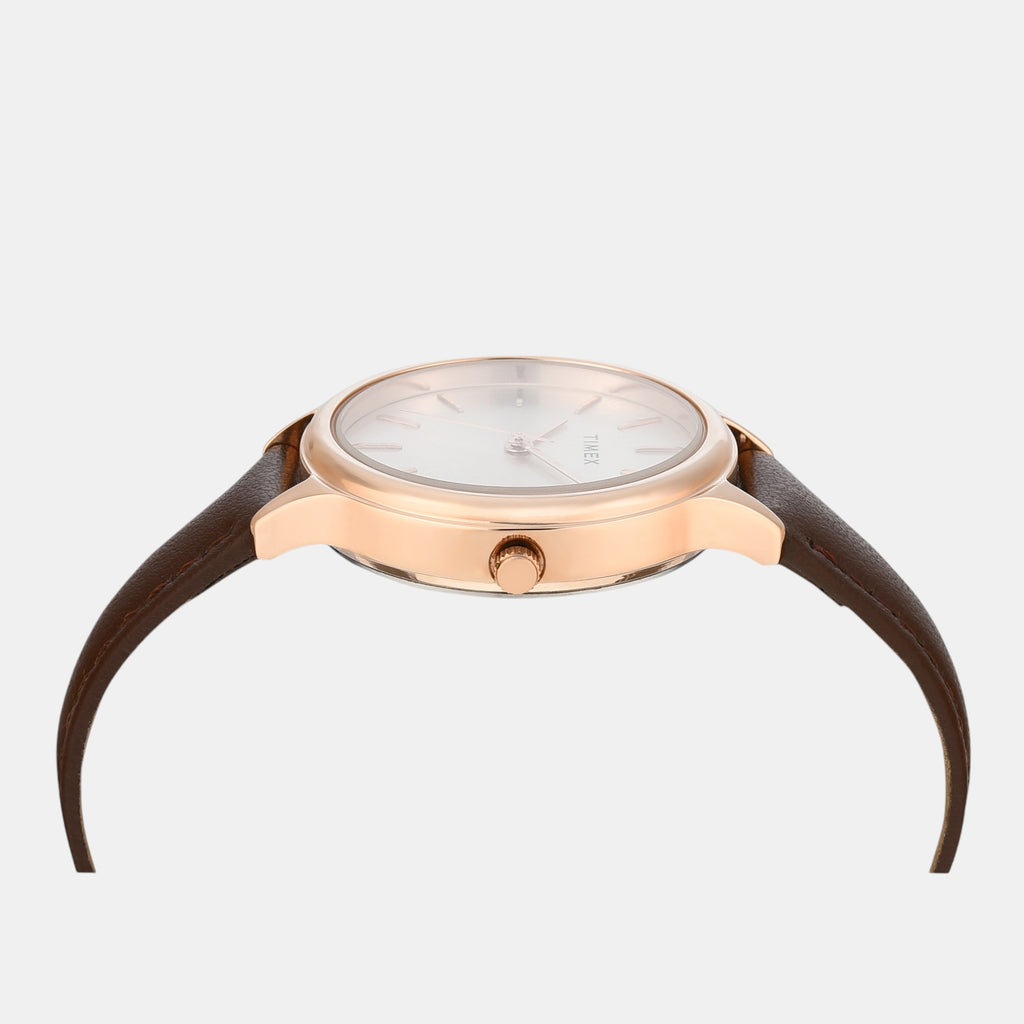 Fashion Women Quartz Silver Dial Analog Leather Watch TWTL12105