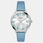 Classics Women Quartz Silver Dial Analog Leather Watch TWTL12106