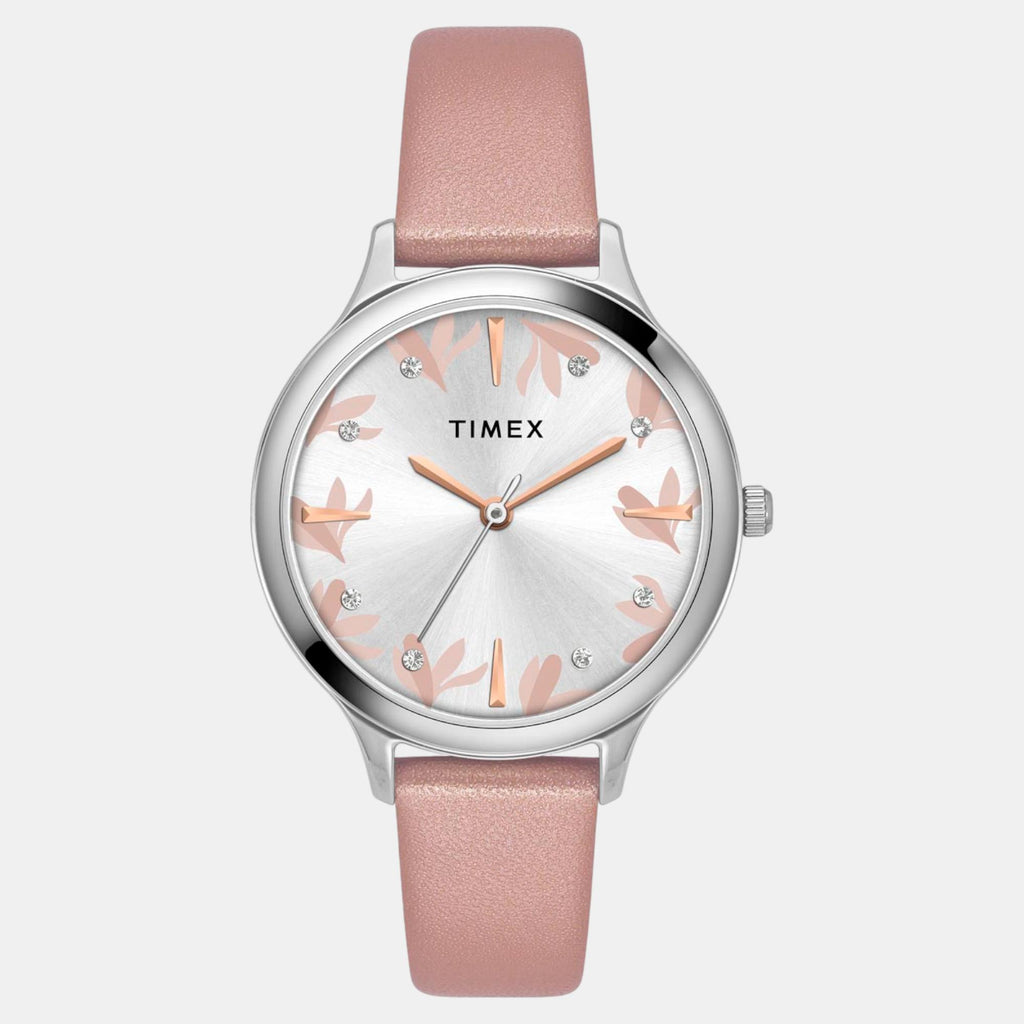 Classics Women Quartz Silver Dial Analog Leather Watch TWTL12107