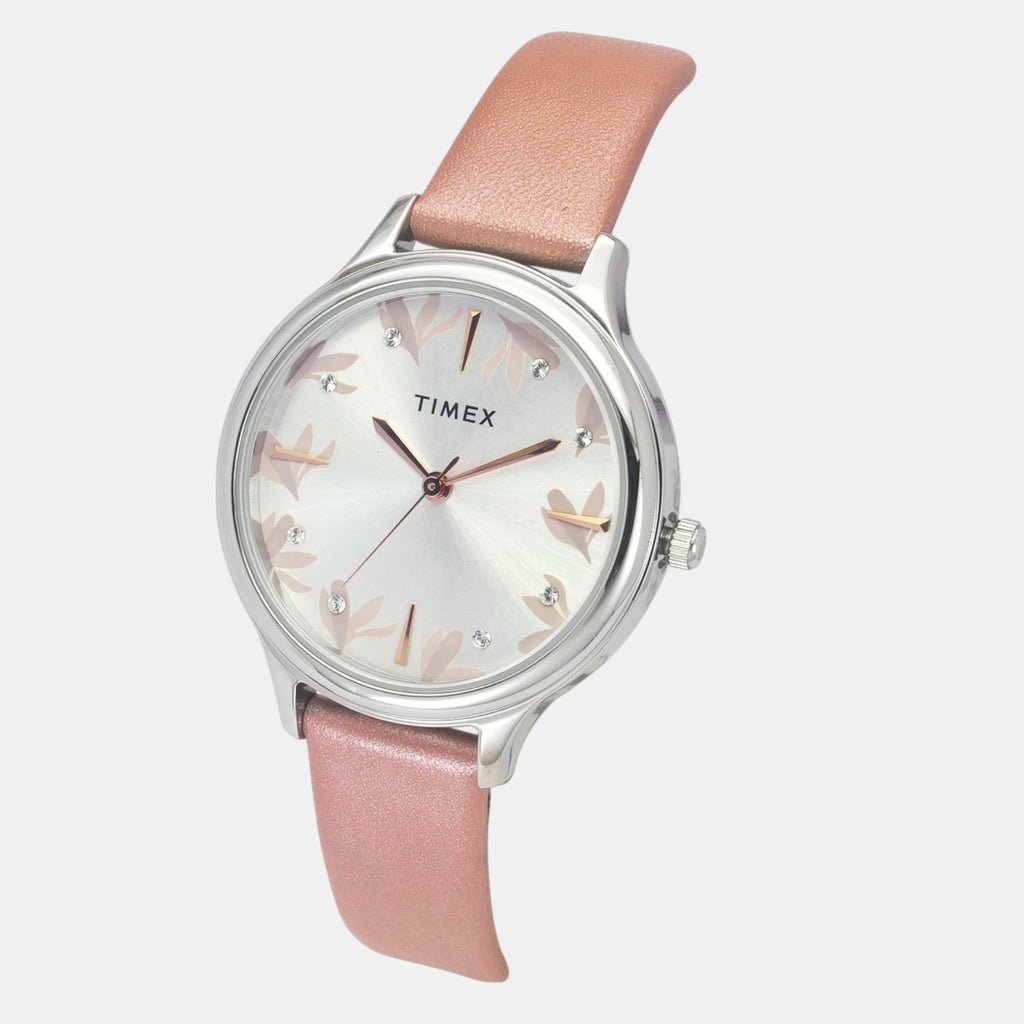 Classics Women Quartz Silver Dial Analog Leather Watch TWTL12107