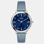 Classics Women Quartz Blue Dial Analog Leather Watch TWTL12108