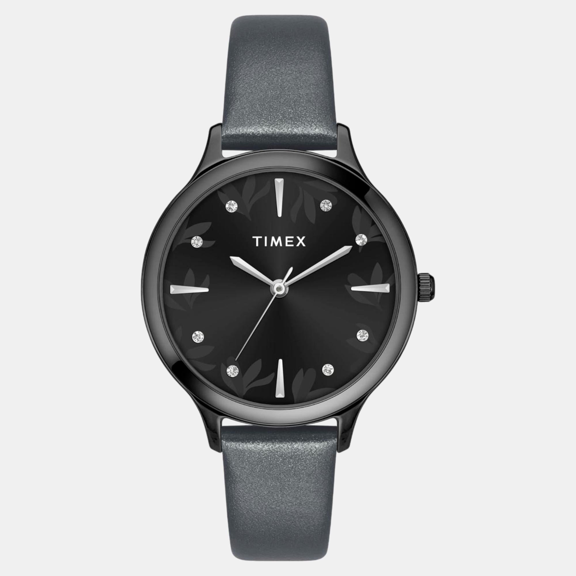 Classics Women Quartz Black Dial Analog Leather Watch TWTL12109