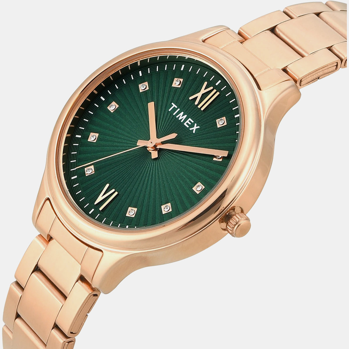 Trendline Women Quartz Green Dial Analog Stainless Steel Watch TWTL12115