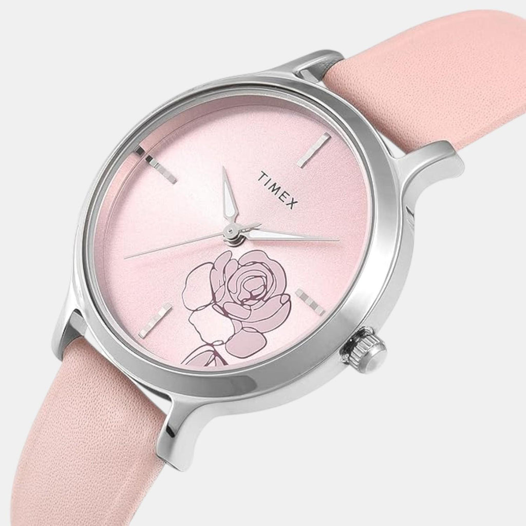 Classics Women Quartz Pink Dial Analog Leather Watch TWTL12307