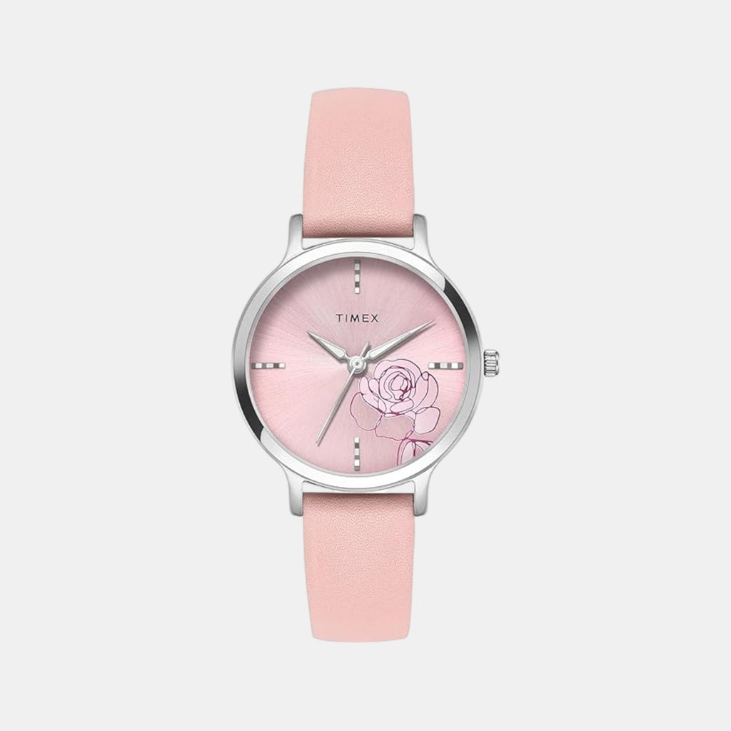 Classics Women Quartz Pink Dial Analog Leather Watch TWTL12307