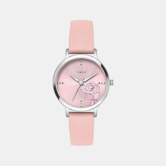 Classics Women Quartz Pink Dial Analog Leather Watch TWTL12307