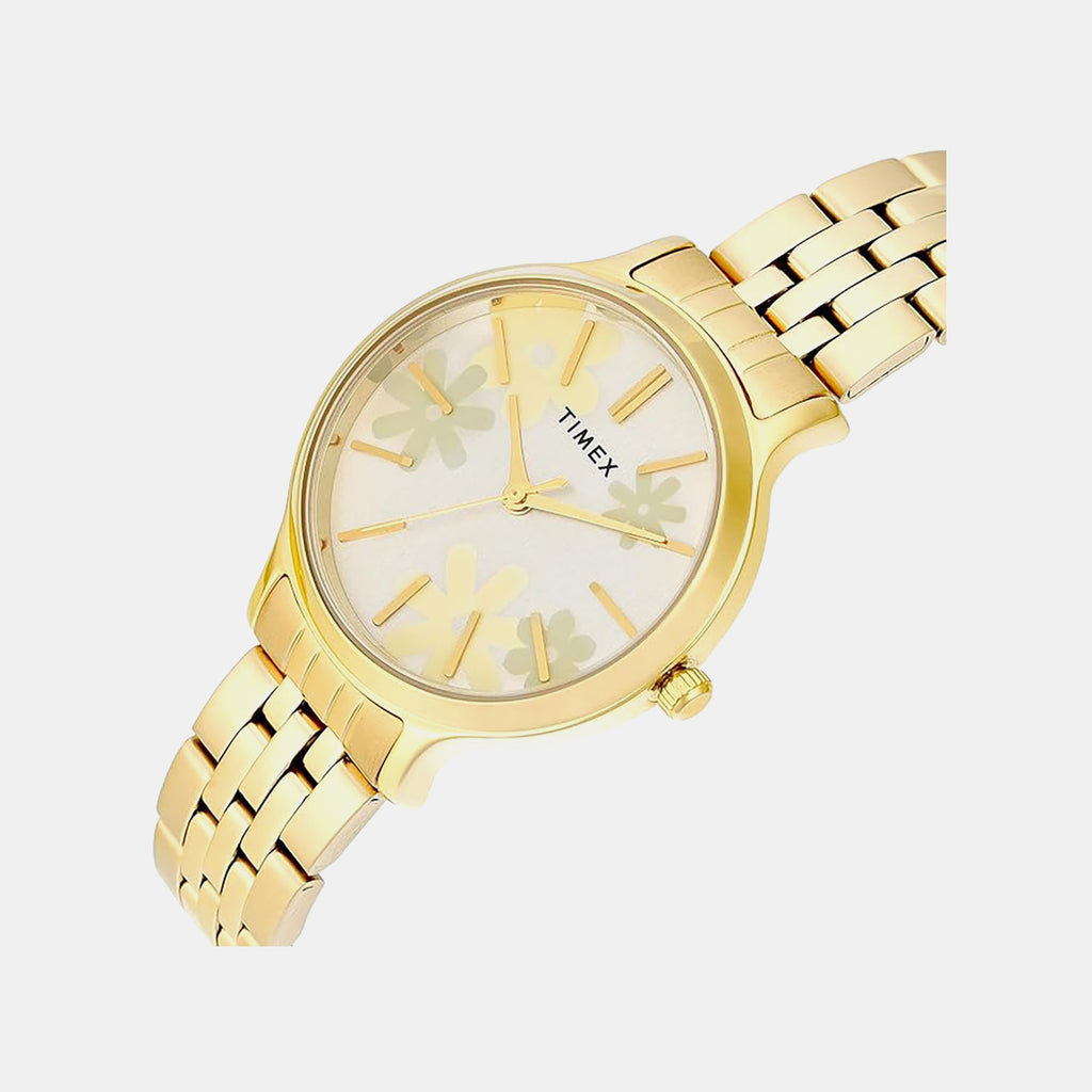 Fashion Women Quartz Champagne Dial Analog Stainless Steel Watch TWTL12313