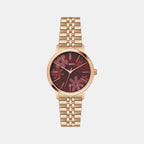 Floret Women Quartz Maroon Dial Analog Stainless Steel Watch TWTL12314
