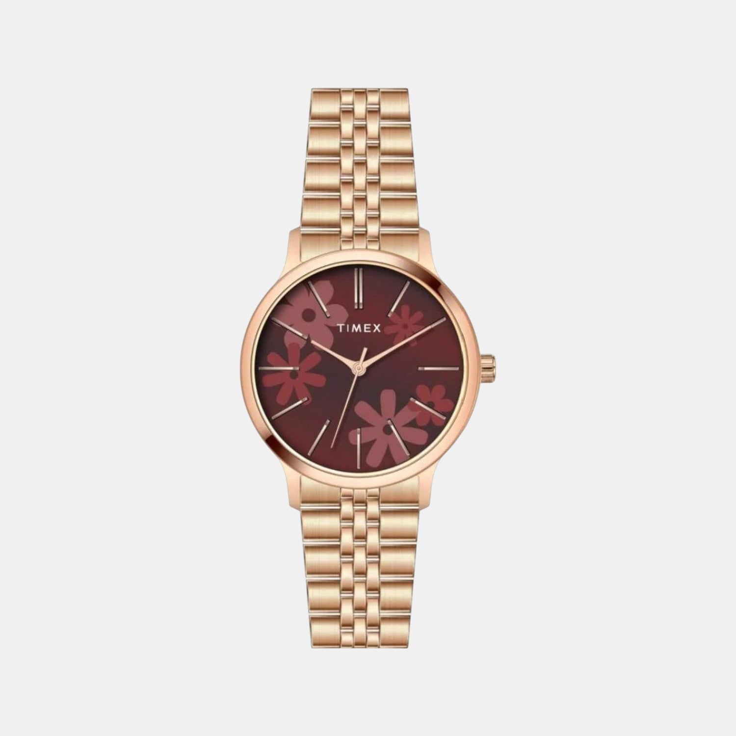 Floret Women Quartz Maroon Dial Analog Stainless Steel Watch TWTL12314