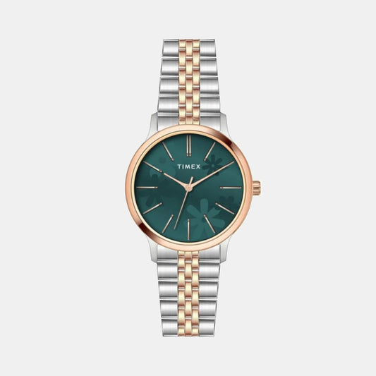 Floret Women Quartz Teal Dial Analog Stainless Steel Watch TWTL12315