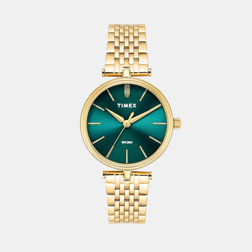 Fashion Women Quartz Green Dial Analog Stainless Steel Watch TWTL14002
