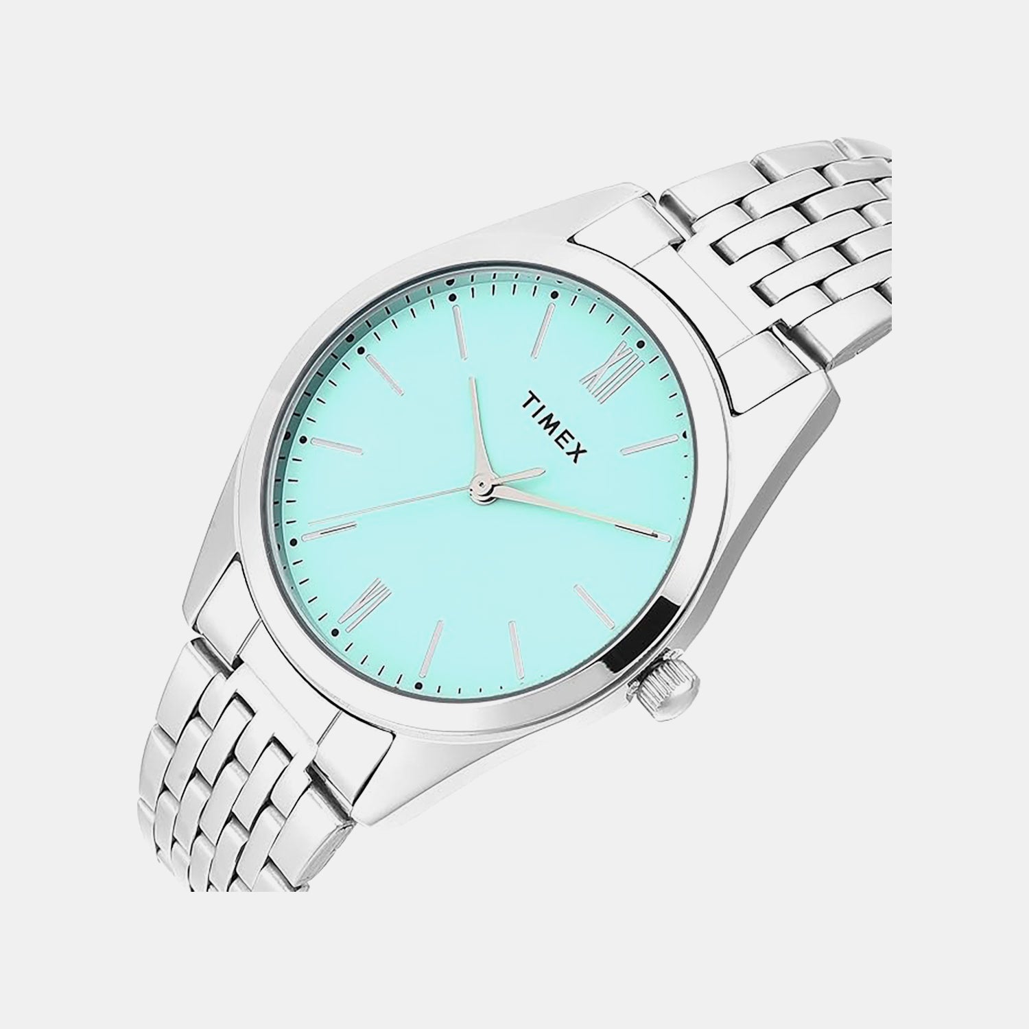 Fashion Women Quartz Green Dial Analog Stainless Steel Watch TWTL14100