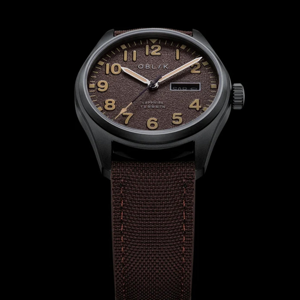 Men Quartz Brown Dial Analog Nylon Watch TERRAIN-BROWN