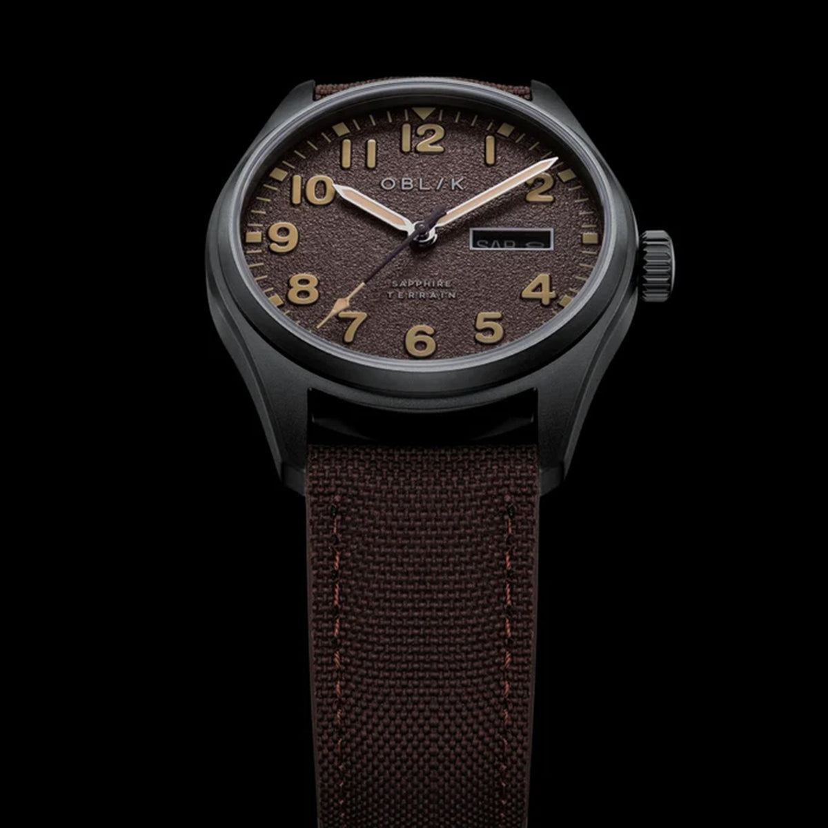 Men Quartz Brown Dial Analog Nylon Watch TERRAIN-BROWN