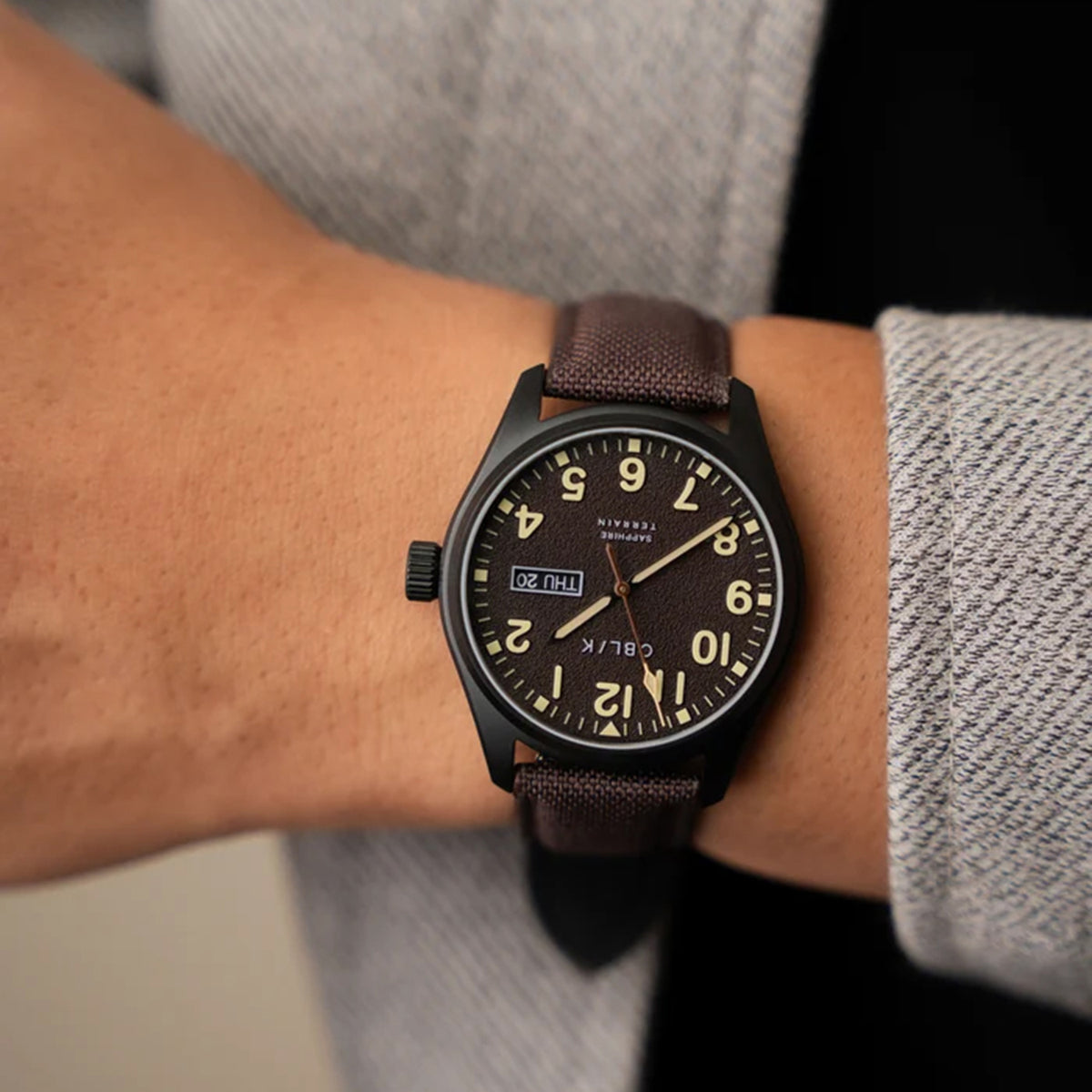 Men Quartz Brown Dial Analog Nylon Watch TERRAIN-BROWN
