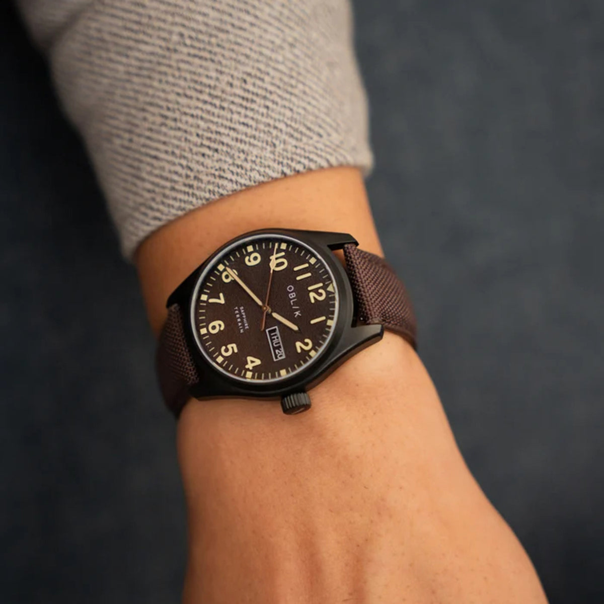 Men Quartz Brown Dial Analog Nylon Watch TERRAIN-BROWN