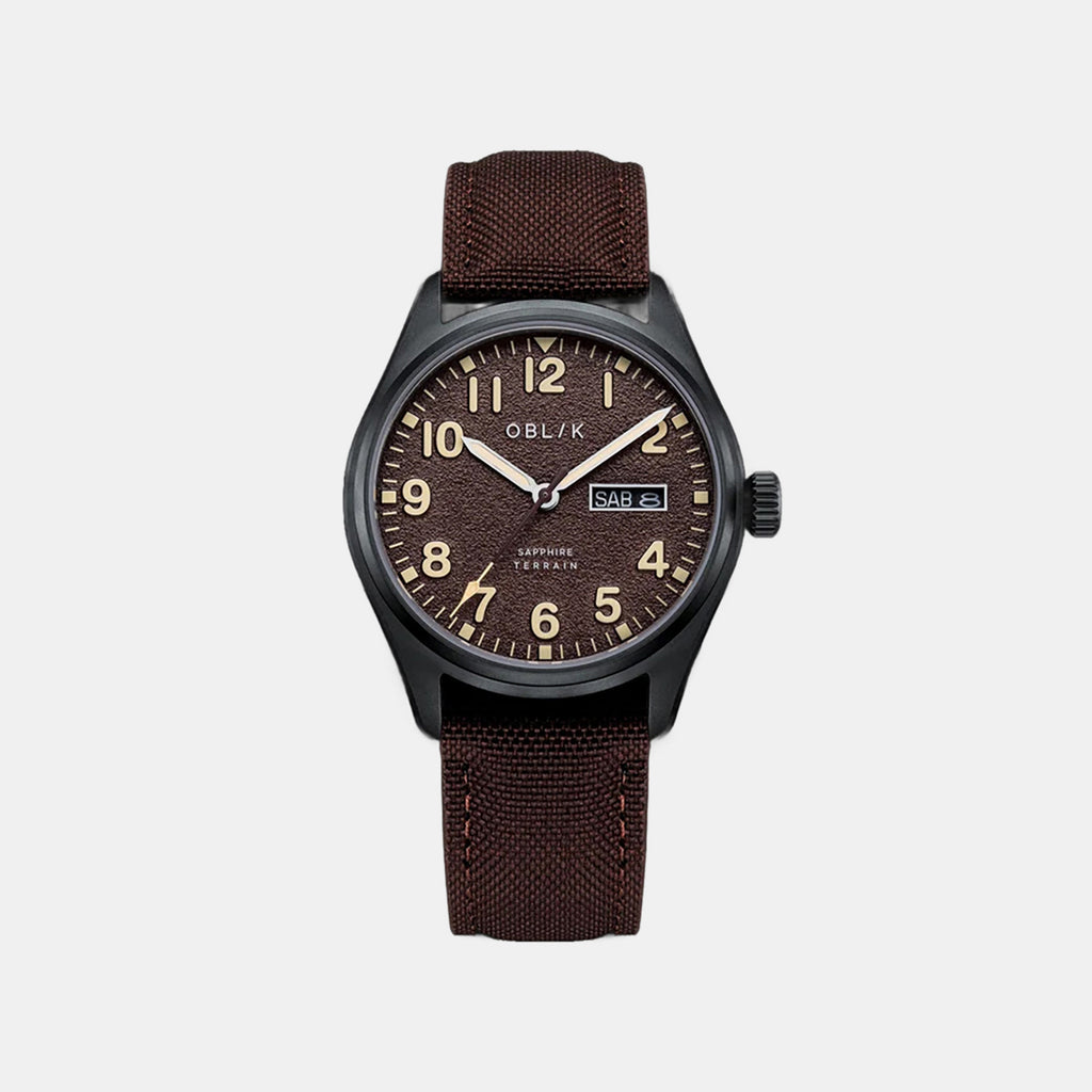 Men Quartz Brown Dial Analog Nylon Watch TERRAIN-BROWN