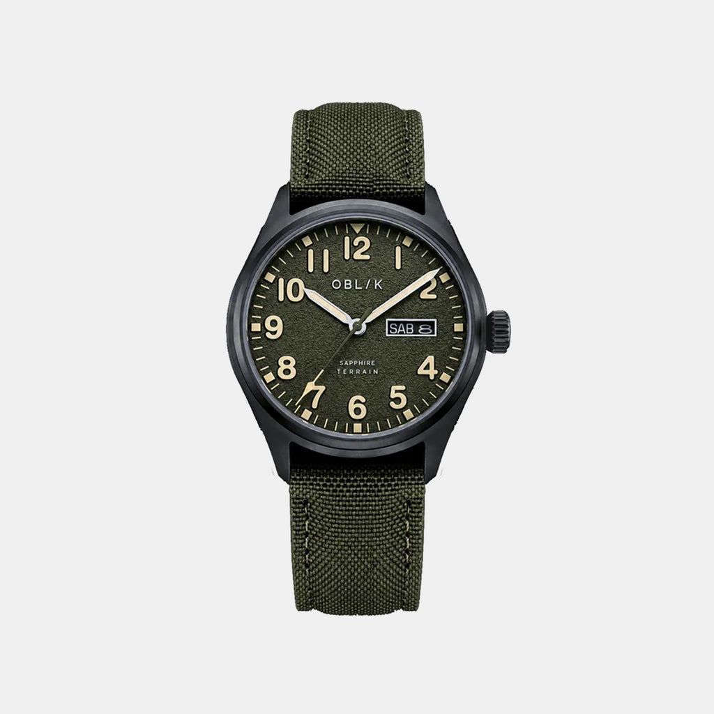 Men Quartz Green Dial Analog Nylon Watch TERRAIN-GREEN