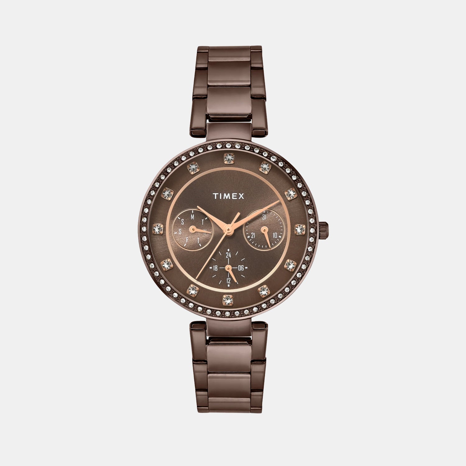 Trendline Women Quartz Brown Dial Multi-Function Stainless Steel Watch TWEL18722