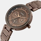 Trendline Women Quartz Brown Dial Multi-Function Stainless Steel Watch TWEL18722