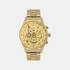 Men Quartz Gold Dial Multi-Function Stainless Steel Watch UNG010002