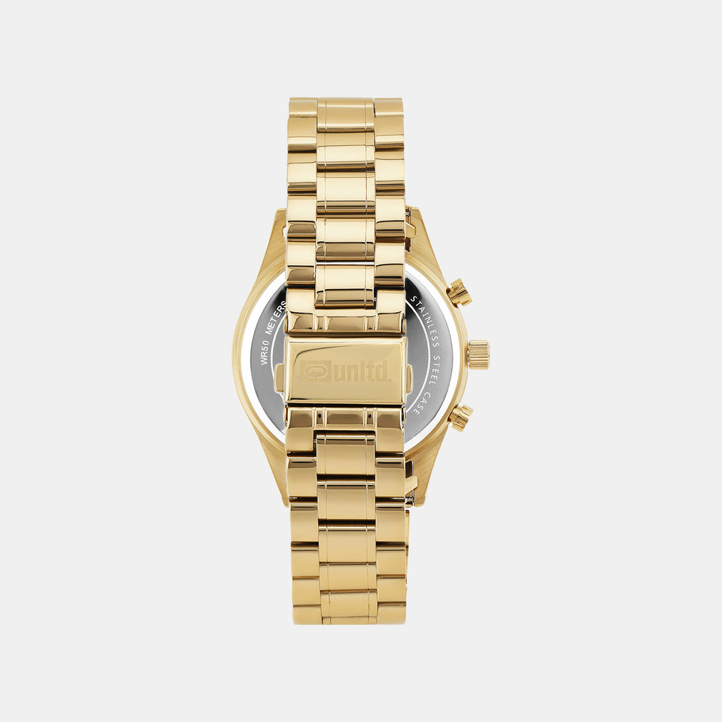 Men Quartz Gold Dial Multi-Function Stainless Steel Watch UNG010002
