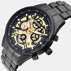 Men Quartz Gold Dial Multi-Function Stainless Steel Watch UNG010003