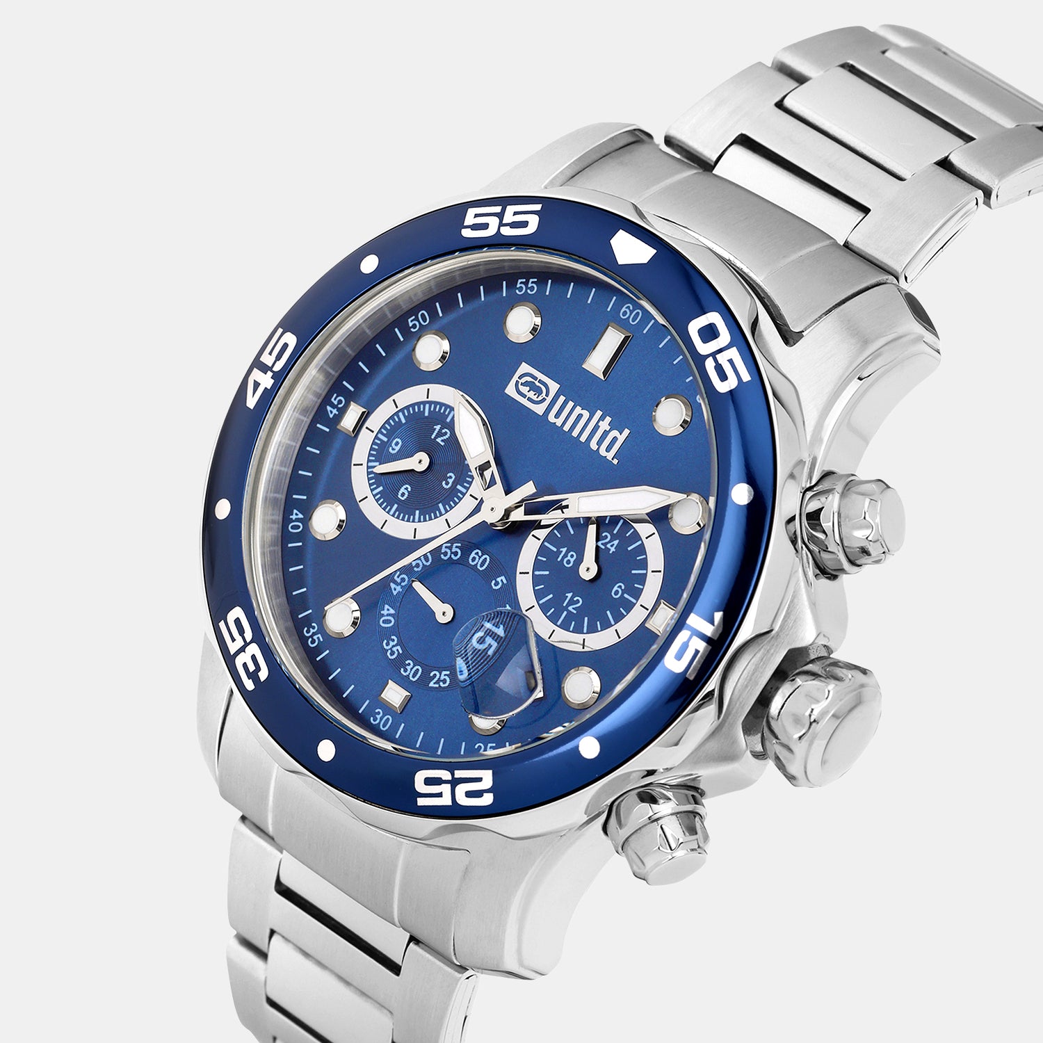 Women Quartz Blue Dial Multi-Function Stainless Steel Watch UNG020001
