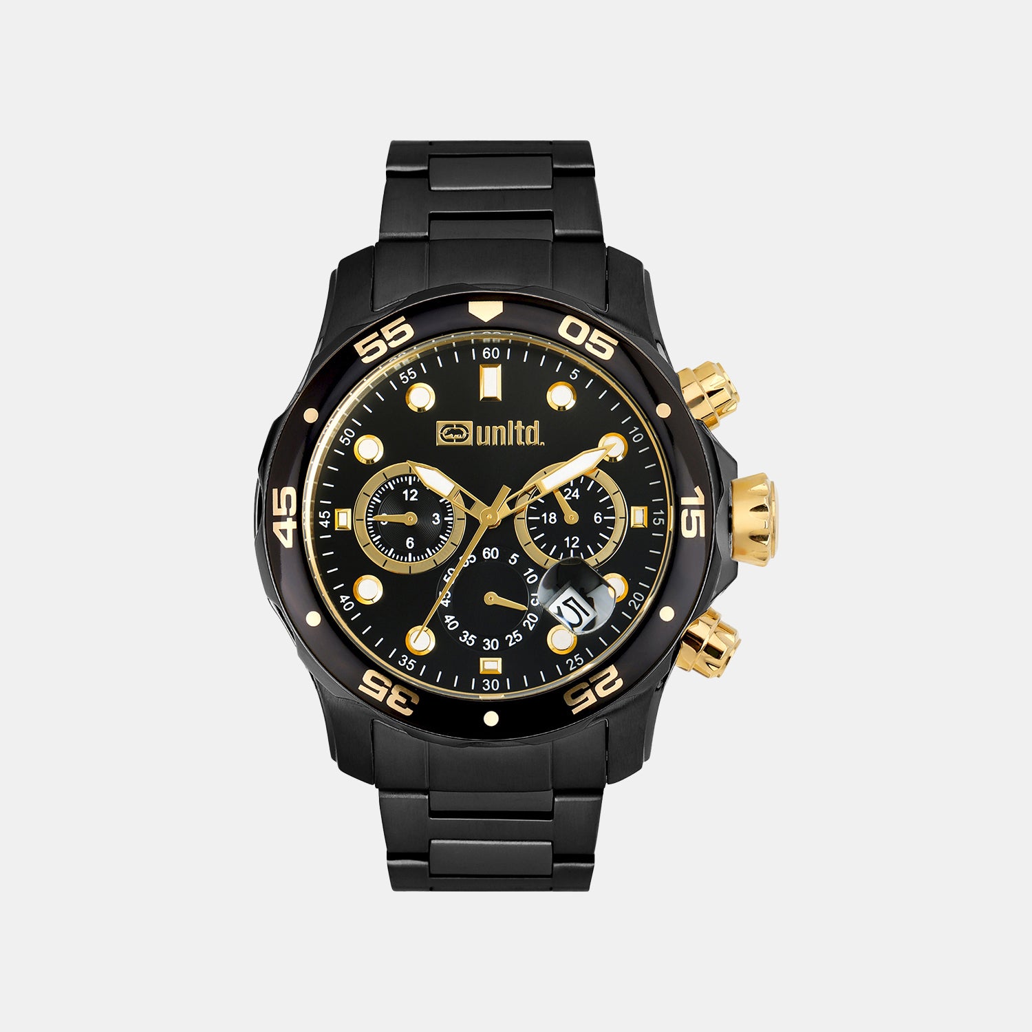 Women Quartz Black Dial Multi-Function Stainless Steel Watch UNG020003