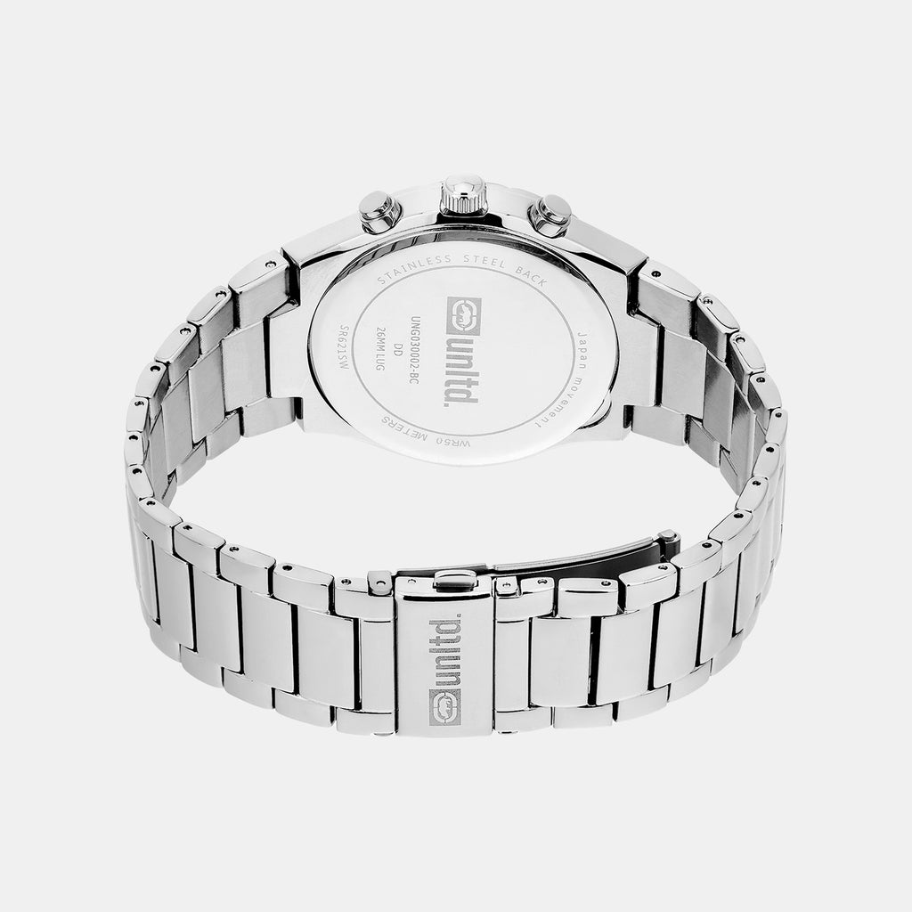 Men Quartz Black Dial Multi-Function Stainless Steel Watch UNG030001