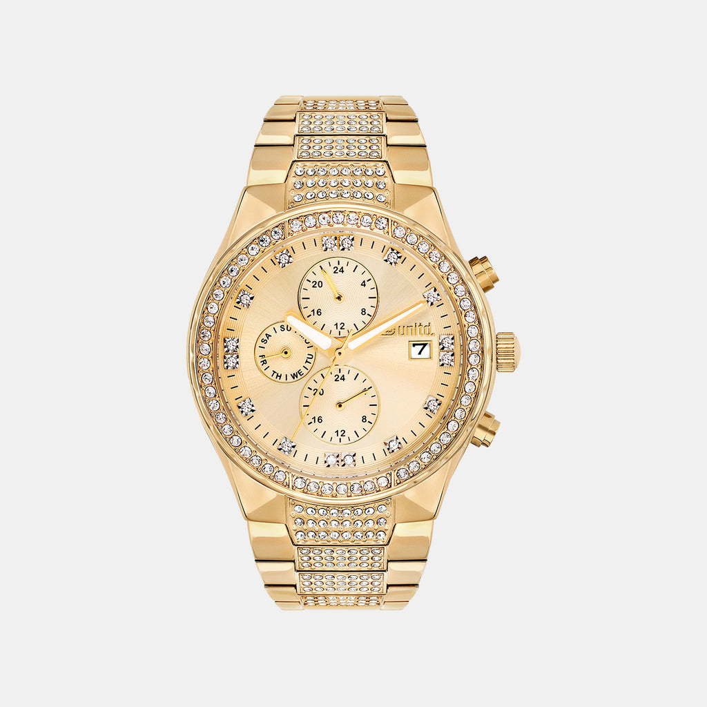 Men Quartz Gold Dial Multi-Function Stainless Steel Watch UNG030002