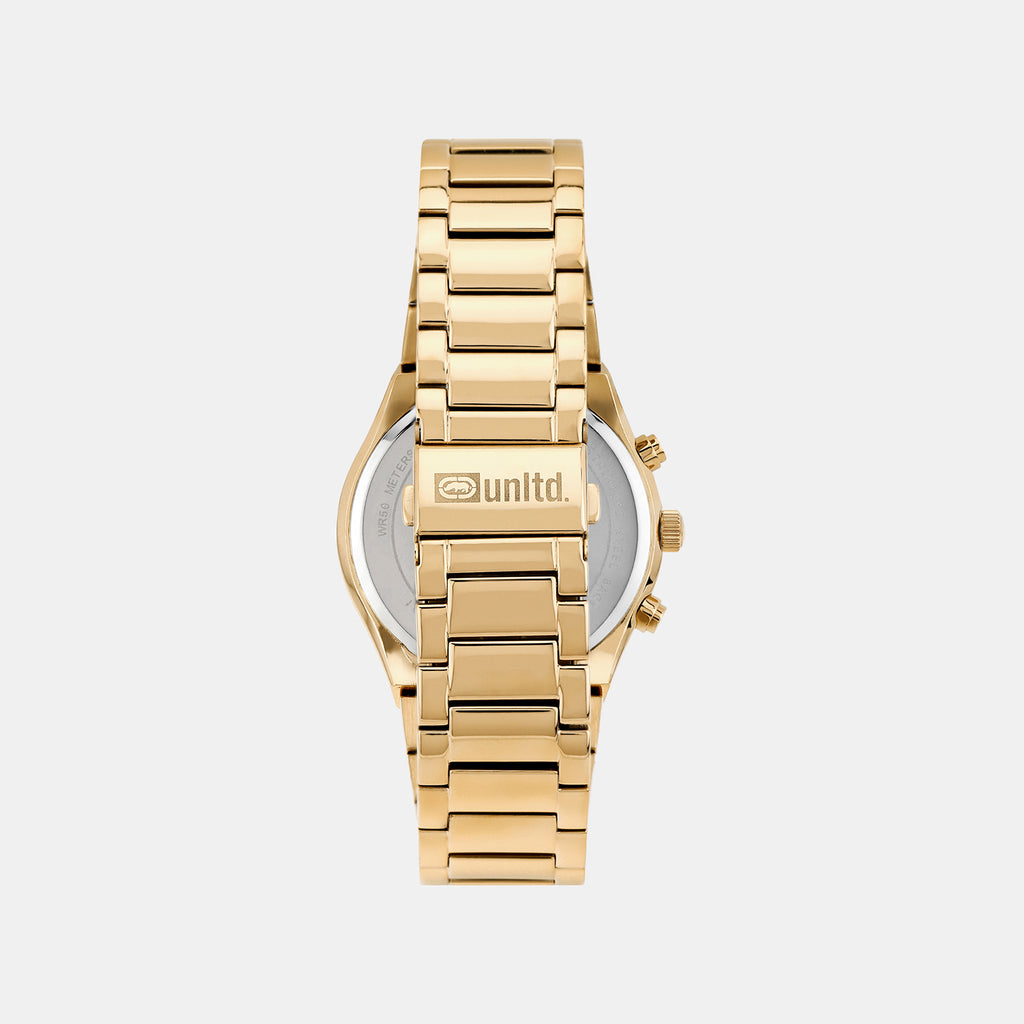 Men Quartz Gold Dial Multi-Function Stainless Steel Watch UNG030002