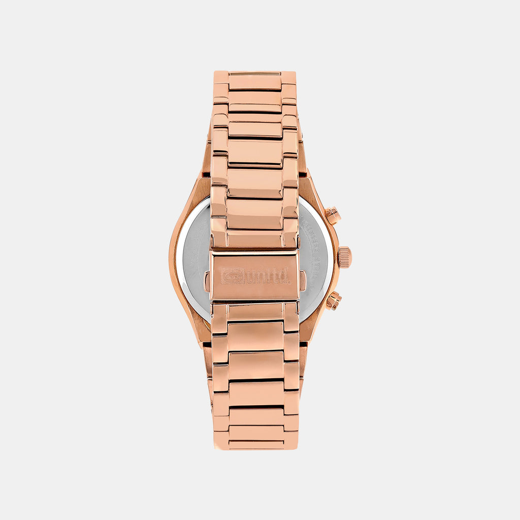 Men Quartz Rose Gold Dial Multi-Function Stainless Steel Watch UNG030003