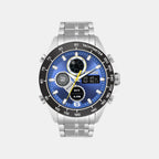 Men Quartz Blue Dial Analog-digital Stainless Steel Watch UNG040001