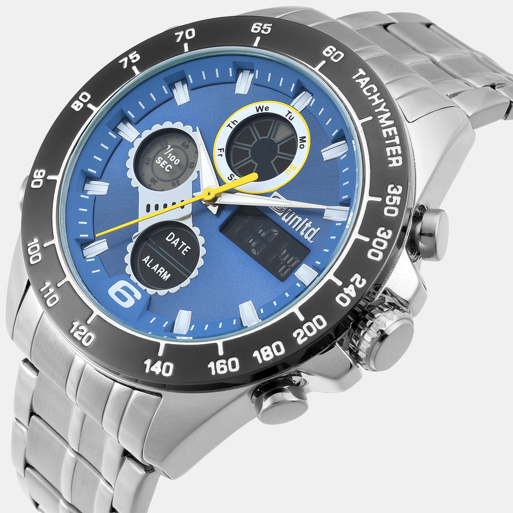Men Quartz Blue Dial Analog-digital Stainless Steel Watch UNG040001